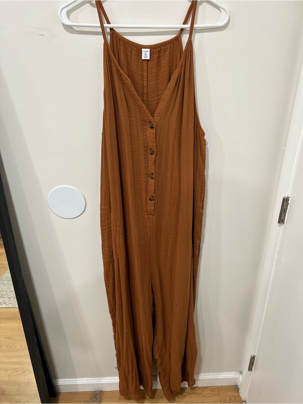 Old Navy Rust Brown Maxi Jumpsuit Dress with Button Front